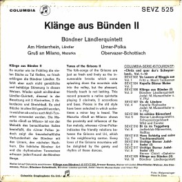 Single EP: Bündner Ländlerquintett - Am Hinterrhein u.a. Single EP: Bündner Ländlerquintett - Am Hinterrhein u.a.