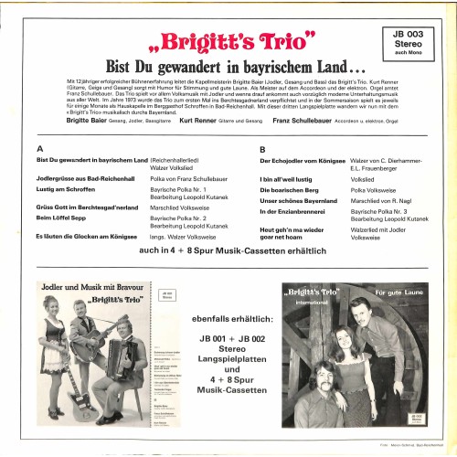 CD: Brigitt's Trio - Bist du gewandert in bayrischem Land...