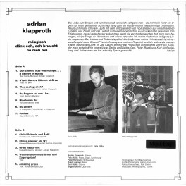 CD-Kopie von Vinyl: Adrian Klapproth - mängisch dänk ech, ... 1980 CD-Kopie von Vinyl: Adrian Klapproth - mängisch dänk ech, ... 1980