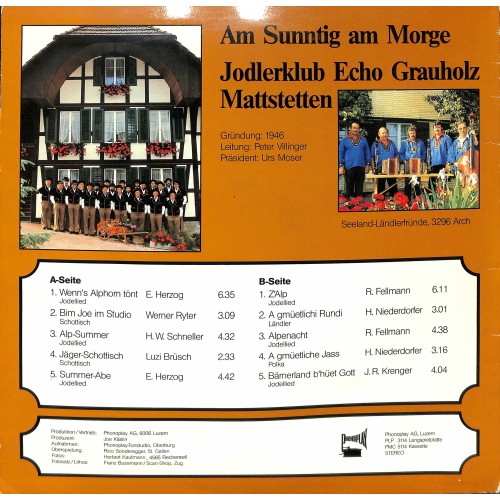 CD-Kopie von Vinyl: Jodlerklub Echo Grauholz Mattstetten - Am Sunntig am Morge