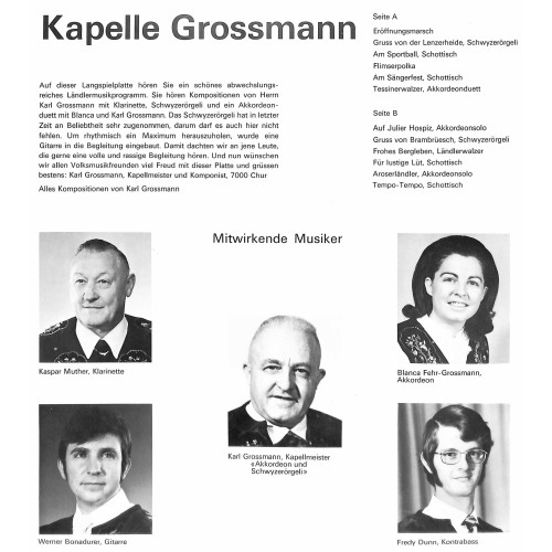 LP Vinyl: Kapelle Grossmann 7000 Chur spielt für Sie - G-30-200