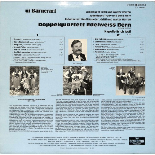 CD-Kopie von Vinyl: Doppelquartett Edelweiss, Bern, Kapelle Erich Iseli, Thun – Uf Bärnerart  - 1986