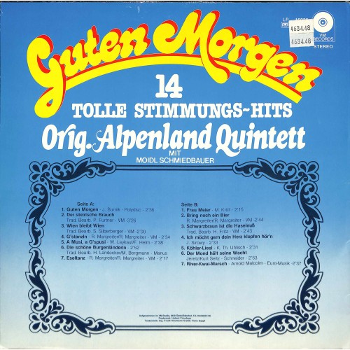 LP Vinyl: Orig. Alpenland Quintett - Guten Morgen  VM-Records