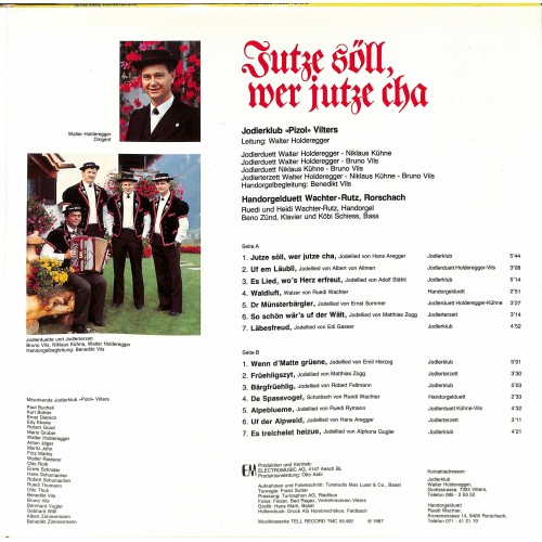 CD-Kopie von Vinyl:  Jodlerklub Pizol Vilters - Jutze söll, wer jutze cha - 1987