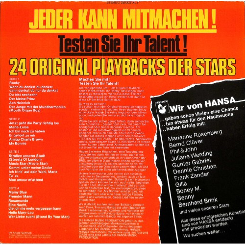 CD + LP: 24 Original Playbacks für Karaoke - Liedertexte dabei  2LPs
