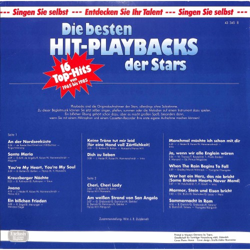 CD + LP: Die besten Hit-Playbacks der Stars - für Karaoke