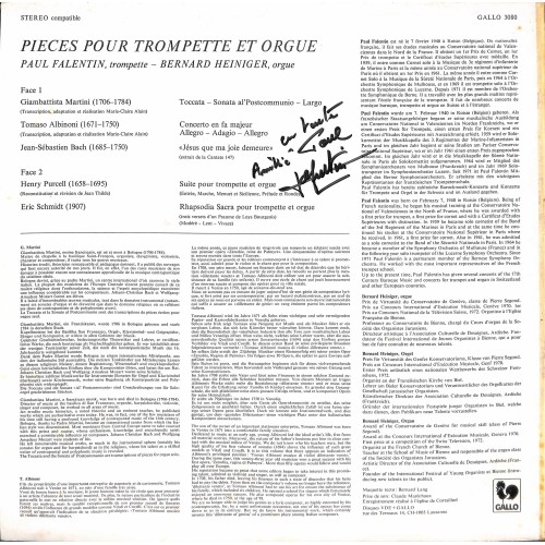 CD + LP: Paul Falentin & Bernard Heiniger - Pieces pour Trompette et Orgue - signiert