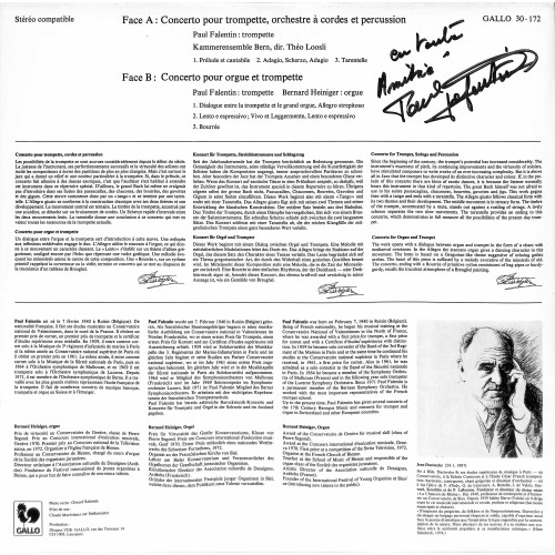 CD + LP: Paul Falentin - 2 Créations de Jean Daetwyler - signiert