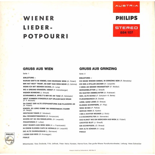 CD + LP: Gruss aus Wien - Gruss aus Grinzing - Wiener Lieder-Potpourri