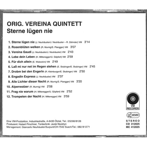 CD Sterne lügen nie - Orig. Vereina Quintett