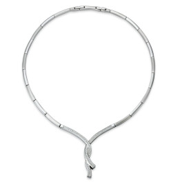 Schmuck: Halsband Edelstahl Zirkonia 42 + 45 cm verstellbar