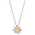 Schmuck: Collier Silber bicolor rhodiniert Edelweiss 44-48 cm verstellbar  