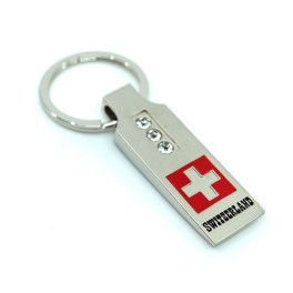 Schlüsselanhänger Metall mit Schweizerkreuz