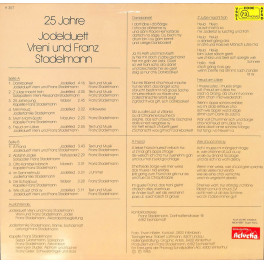 CD Jodelduett Vreni und Franz Stadelmann - 25 Jahre - 1985