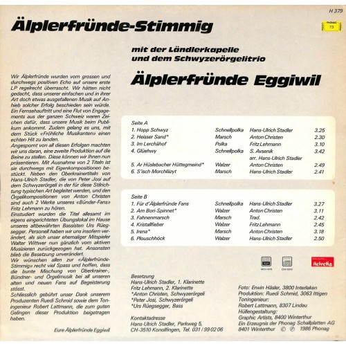 CD-Kopie von Vinyl: LK und ST Älplerfründe Eggiwil - Älplerfründe-Stimmig - 1986