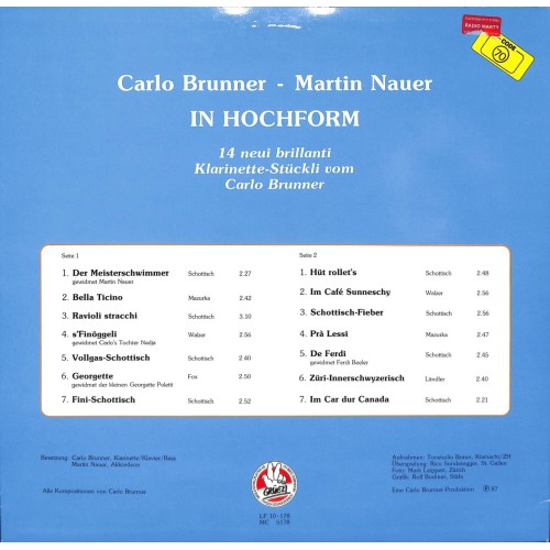 CD Carlo Brunner, Martin Nauer - in Hochform - 1987