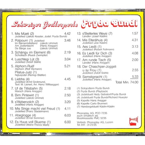 Occ. CD Schweizer Jodlerperle - Fryda Bundi