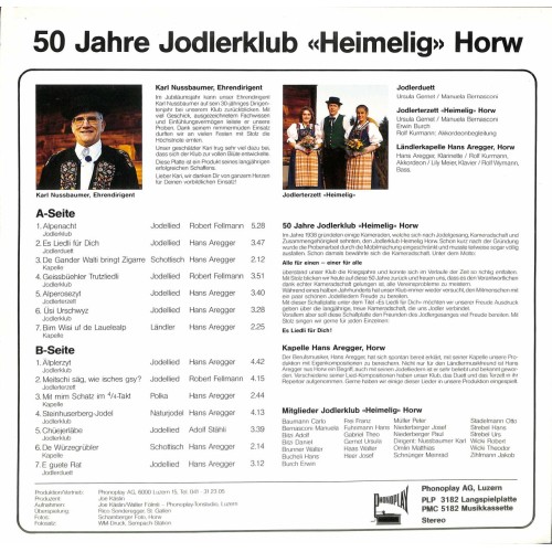 CD 50 Jahre Jodlerklub Heimelig Horw - Es Lied für Dich