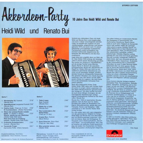 CD-Kopie von Vinyl: Heidi Wild und Renato Bui - Akkordeon-Party