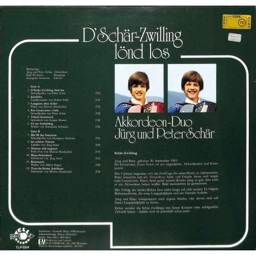 CD Akk-Duo Jürg und Peter Schär - D'Schär-Zwilling lönd los