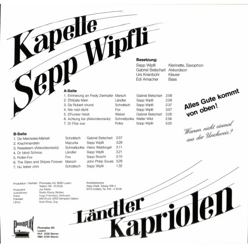 CD Kapelle Sepp Wipfli - Ländler Kapriolen