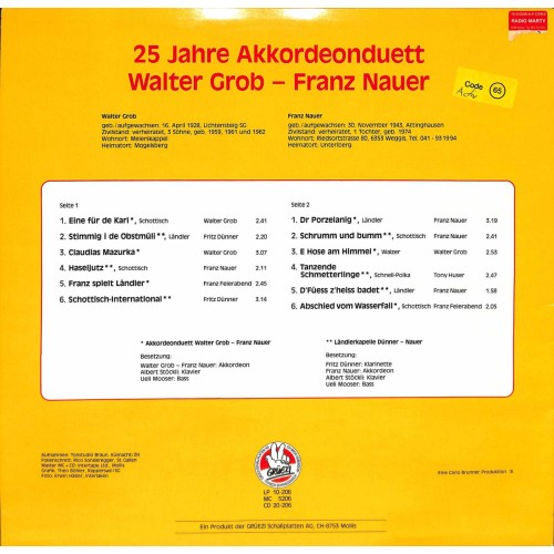 CD 25 Jahre Akkordeonduett Walter Grob - Franz Nauer