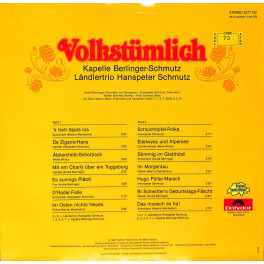CD Kapelle Berlinger-Schmutz, Ländlertrio Hanspeter Schmutz - 1982