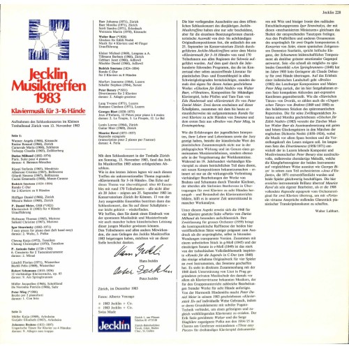 CD Jecklin Musiktreffen 1983 - Klavierkonzert für 3-16 Hände
