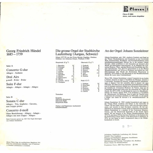 CD Johann Sonnleitner spielt Orgelwerk von G.F.Händel - Stadtkirche Laufenburg