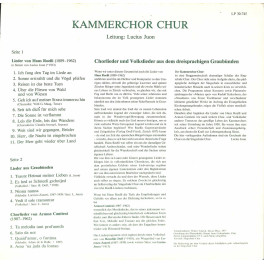 CD Kammerchor Chur Lucius Juon - Lieder von Hans Roelli, Armon Cantieni