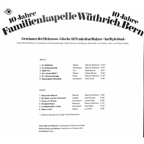 CD 10 Jahre Familienkapelle Wüthrich Bern - 1979