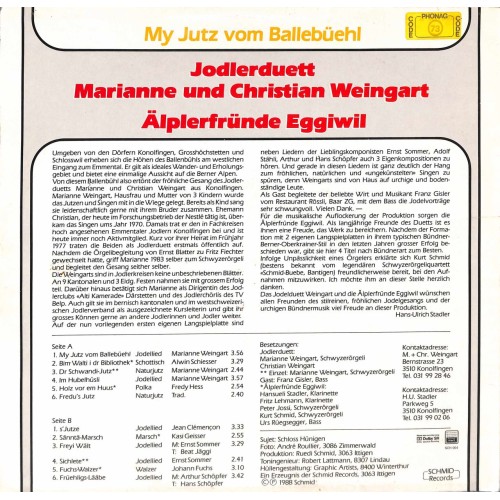 CD JD Marianne und Christian Weingart, Älplerfründe Eggiwil - My Jutz vom Ballebüehl