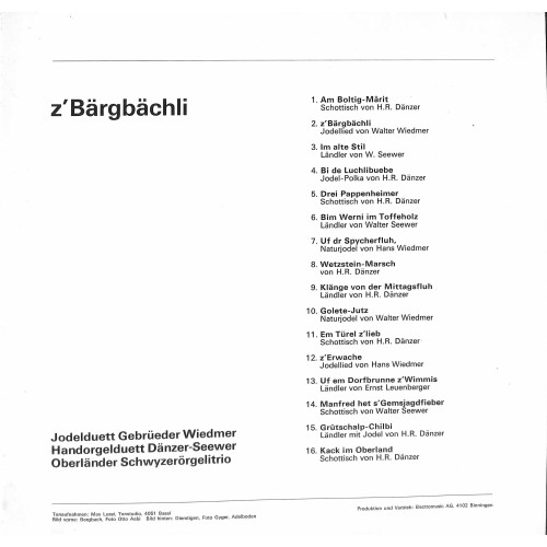CD JD Gebrüder Wiedmer, HD Dänzer-Seewer, Oberländer Schwyzerörgelitrio - z'Bärgbächli