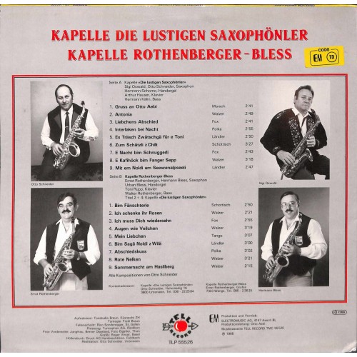 CD Gruss vom Jungfraujoch - Kapelle die lustigen Saxophönler, Kap. Rothenburger-Bless