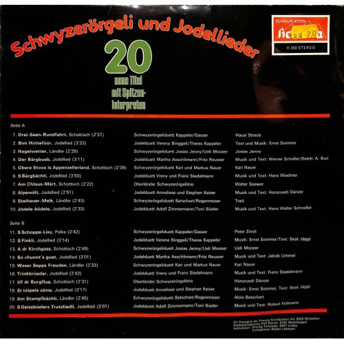 CD Schwyzerörgeli und Jodellieder - 20 neue Titel mit Spitzeninterpreten 