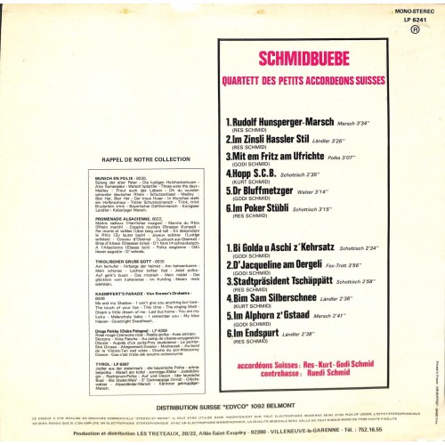 CD-Kopie von Vinyl: Quartett des petits accordéon suisses - Schmidbuebe, Schmid-Buebe
