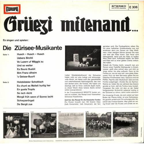 CD Grüezi mitenand - Die Zürisee-Musikante