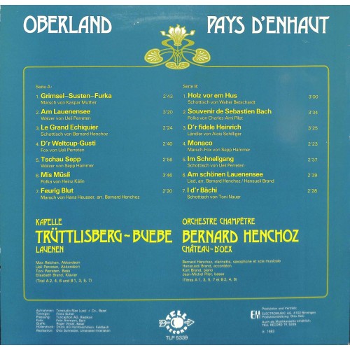 CD Kapelle Trüttlisberg-Buebe Lauenen, Orch. Champ. Bernard Henchoz Château-D'Oex - 1983