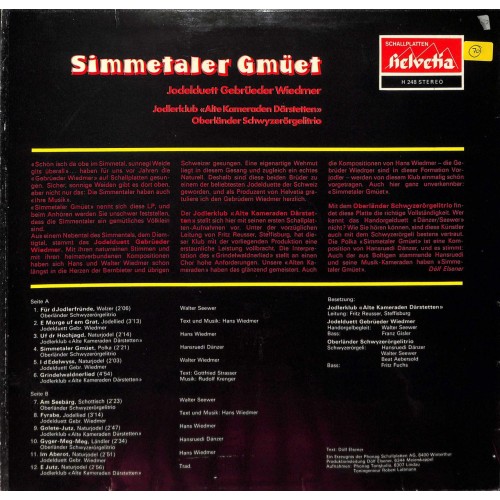 CD JD Gebr. Wiedmer, Alte Kameraden Därstetten, Oberländer Schwyzerörgelitrio - Simmetaler Gmüet