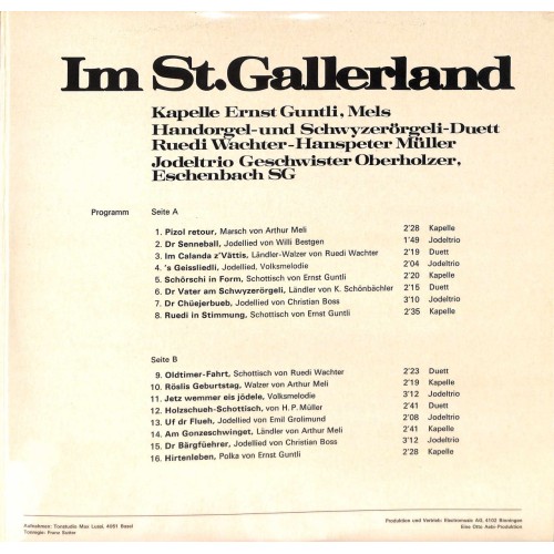 CD Im St. Gallerland - Kapelle Ernst Guntli Mels u.a.