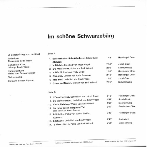 CD Schwarzenberg singt und musiziert - Im schöne Scharzebärg
