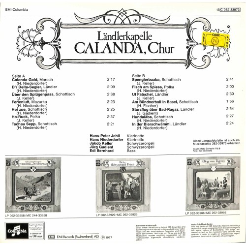 CD Ländlerkapelle Calanda, Chur - 1977