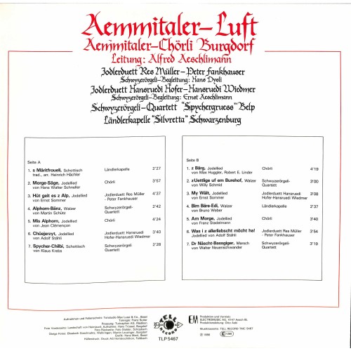 CD Aemmitaler-Chörli Burgdorf, Res Müller, Peter Fankhauser - Aemmitaler-Luft