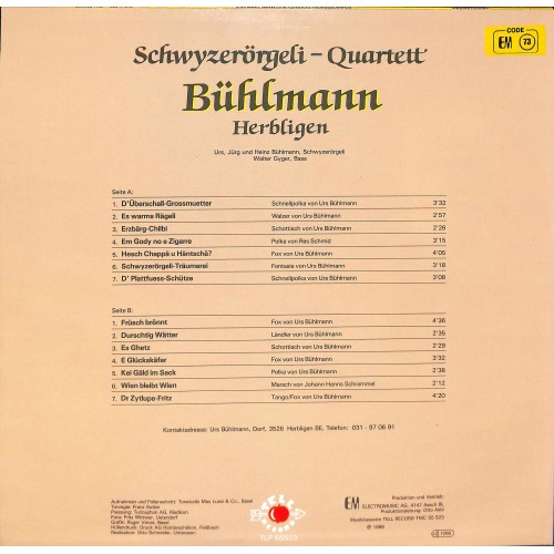 CD Schwyzerörgeli-Quartett Bühlmann Herbligen - Früsch brönnt
