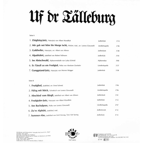 CD Jodlerklub Frutigen Ltg Arnold Peter - Uf dr Tälleburg