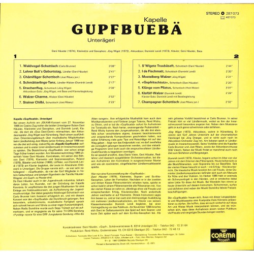 CD Kapelle Gupfbuebä Unterägeri - 1987