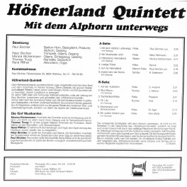 CD Höfnerland Quintett - Mit dem Alphorn unterwegs 