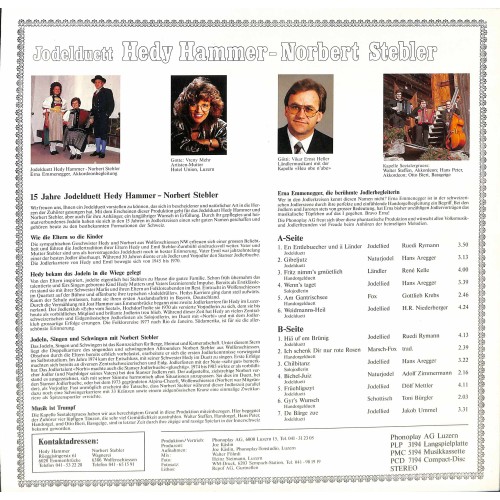 CD Jodelduett Hedy Hammer - Norbert Stebler 