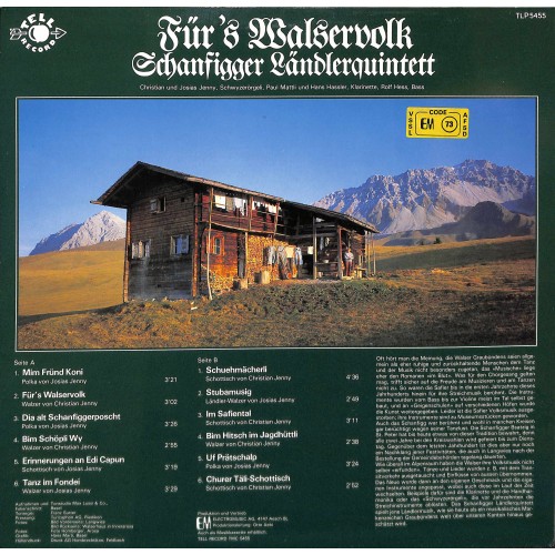 CD Schanfigger Ländlerquintett - Für 's Walservolk