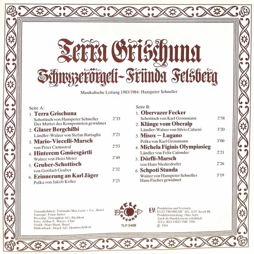 CD 20 Jahre Schwyzerörgeli-Fründa Felsberg - Terra Grischuna - 1984